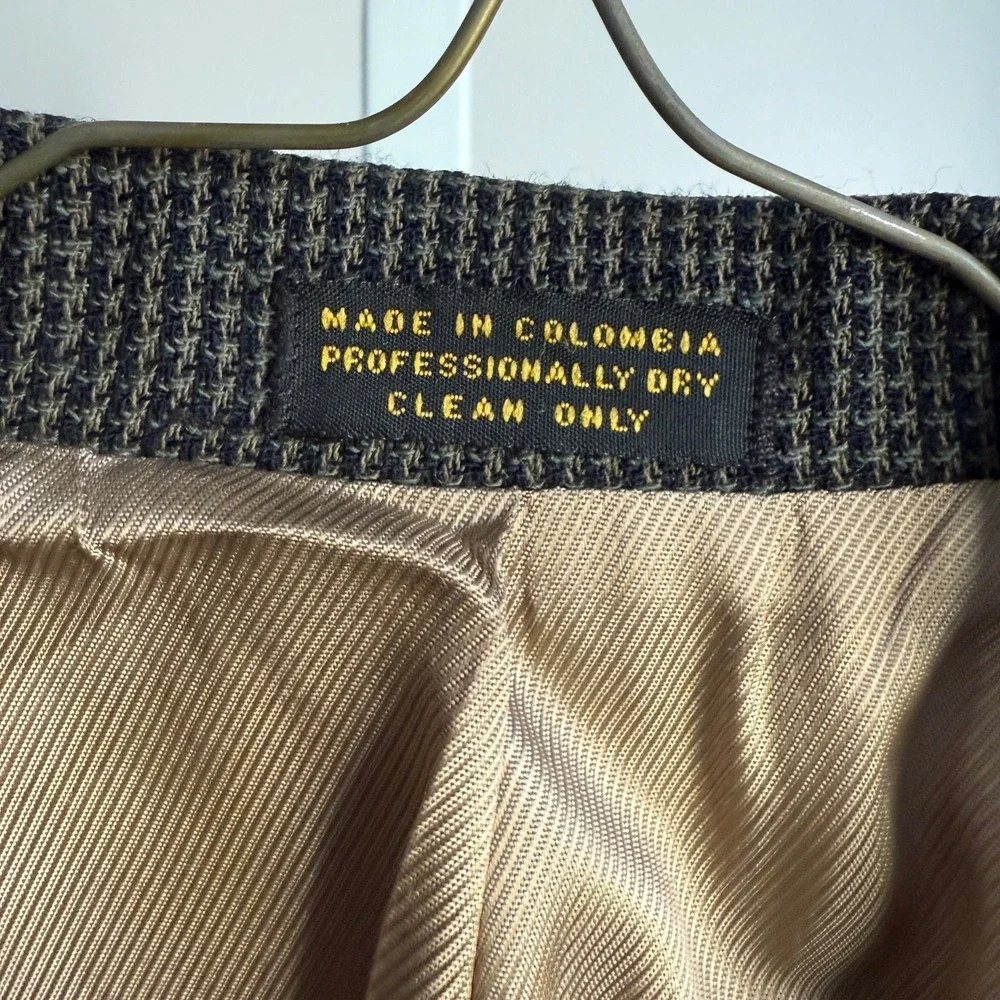 VTG Oscar de la Renta 40L 100% Wool Houndstooth Blazer Jacket‎ Made in Colombia